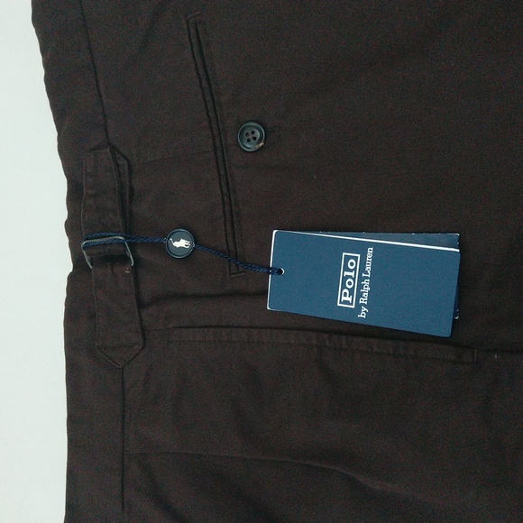 New Polo by Ralph Lauren men's 34×33 dark brown linen pleated front chino pants - Picture 2 of 13